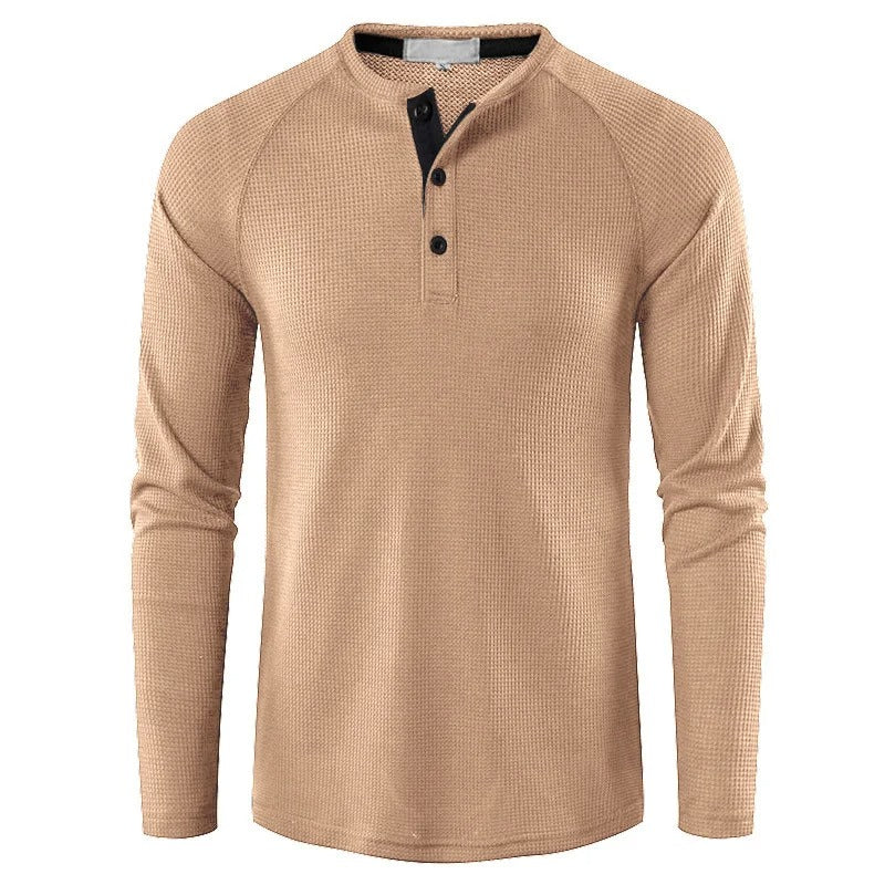 Classic Men's Henley Shirt Slim Fit Casual Top