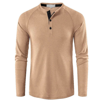 Classic Men's Henley Shirt Slim Fit Casual Top