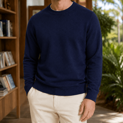 Fine Knit Ribbed Crew Neck Sweater - Harren Cole