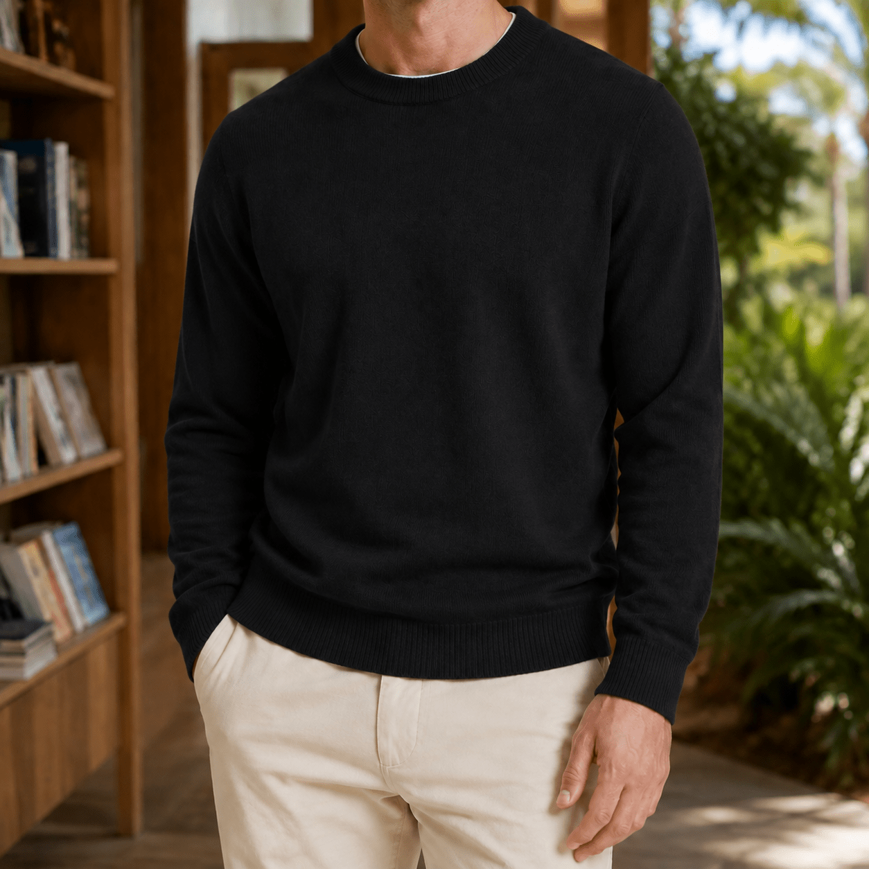 Fine Knit Ribbed Crew Neck Sweater - Harren Cole