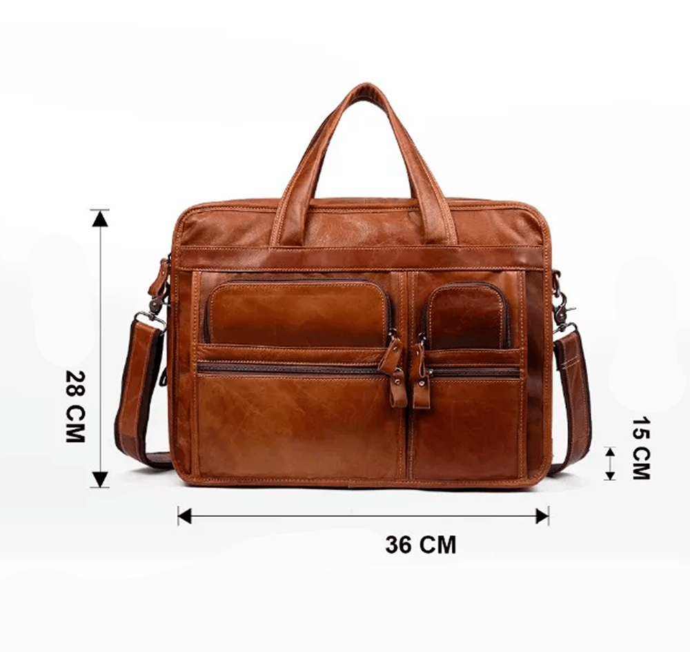Genuine Leather Briefcase Shoulder Bag - Harren Cole