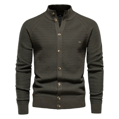 Men’s Stand-Up Collar Knit Cardigan Sweater