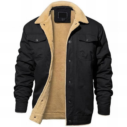 black jacket with pockets and sherpa lining