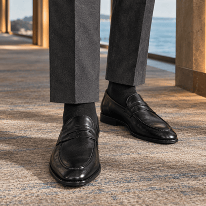 Leather Look Penny Loafers - Harren Cole