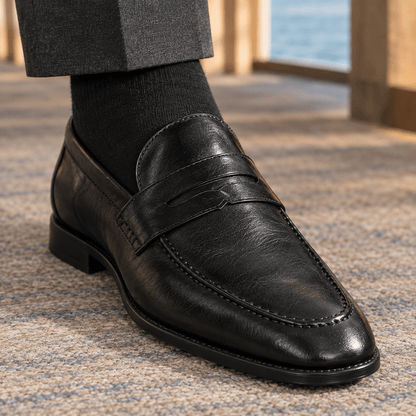 Leather Look Penny Loafers - Harren Cole