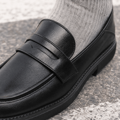 Leather Look Slip On Loafers Round Toe - Harren Cole