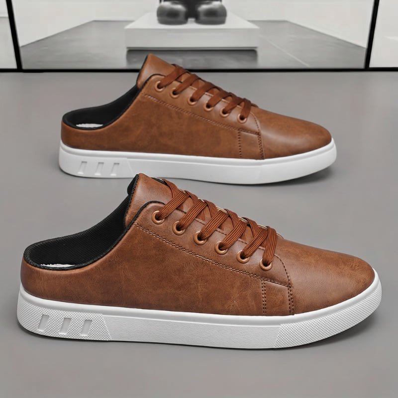 Leather Mule Sneakers With Lace Up Front - Harren Cole