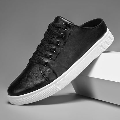 Leather Mule Sneakers With Lace Up Front - Harren Cole