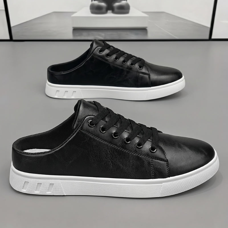 Leather Mule Sneakers With Lace Up Front - Harren Cole