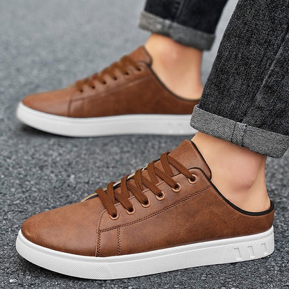 Leather Mule Sneakers With Lace Up Front - Harren Cole
