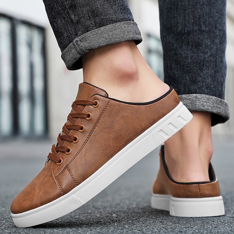 Leather Mule Sneakers With Lace Up Front - Harren Cole