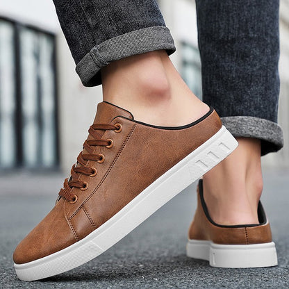 Leather Mule Sneakers With Lace Up Front - Harren Cole