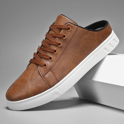 Leather Mule Sneakers With Lace Up Front - Harren Cole
