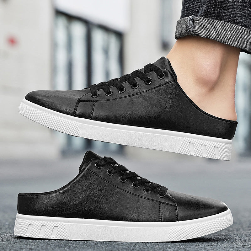 Leather Mule Sneakers With Lace Up Front - Harren Cole