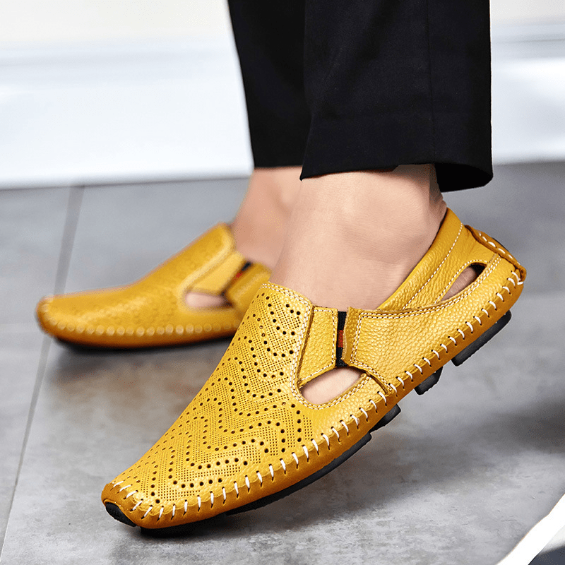 Leather Perforated Breathable Sandals - Harren Cole