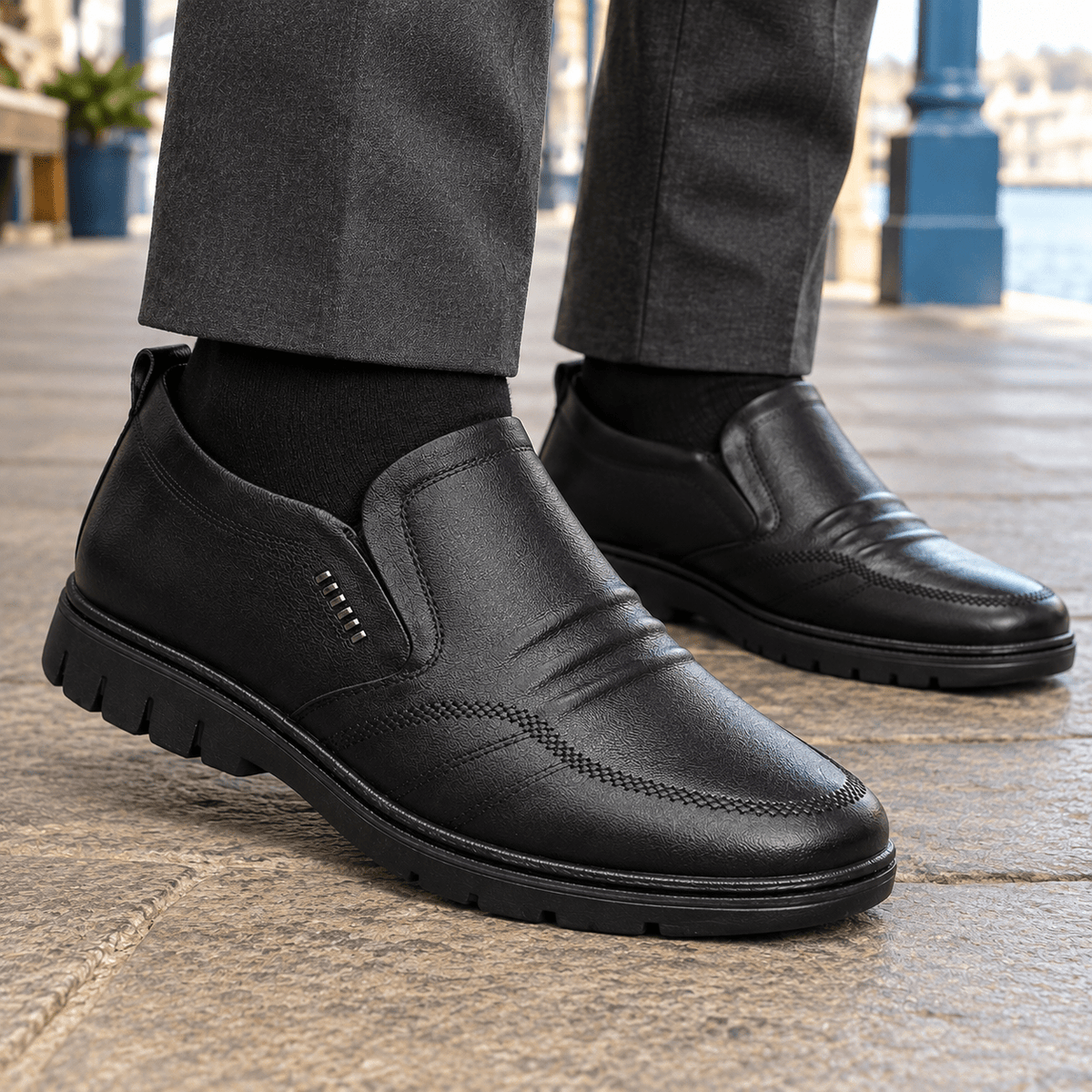 Leather Slip-On Loafers With Apron Toe - Harren Cole