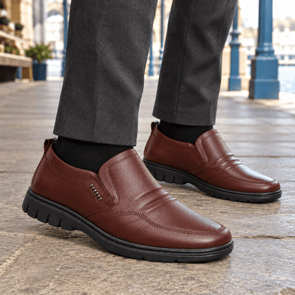Leather Slip-On Loafers With Apron Toe - Harren Cole