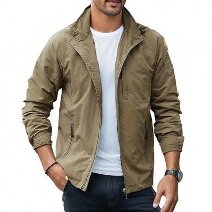 Lightweight Outdoor Jacket With Removable Hood Brown Green - Harren Cole