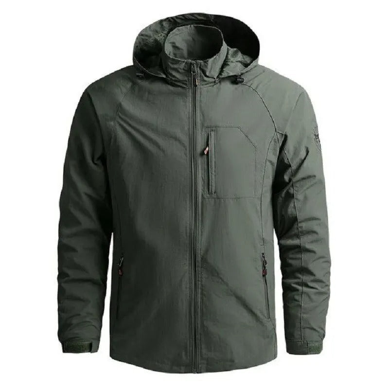 Lightweight Outdoor Jacket With Removable Hood Brown Green - Harren Cole