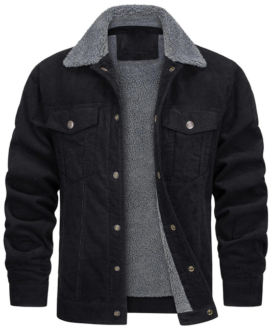 Lined Corduroy Jacket with Sherpa Collar for Men - Harren Cole
