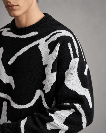 Men's Abstract Graphic Knit Sweater Relaxed Fit - Harren Cole