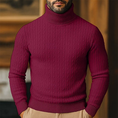 Men's Cable Knit Turtleneck Sweater - Harren Cole
