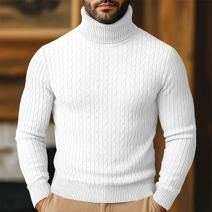 Men's Cable Knit Turtleneck Sweater - Harren Cole
