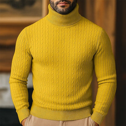 Men's Cable Knit Turtleneck Sweater - Harren Cole
