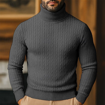 Men's Cable Knit Turtleneck Sweater - Harren Cole