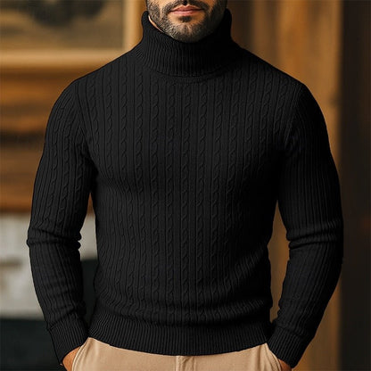 Men's Cable Knit Turtleneck Sweater - Harren Cole