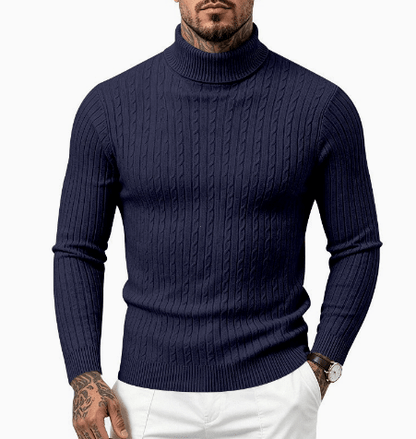 Men's Cable Knit Turtleneck Sweater - Harren Cole