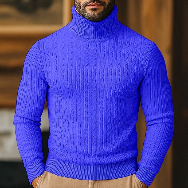 Men's Cable Knit Turtleneck Sweater - Harren Cole