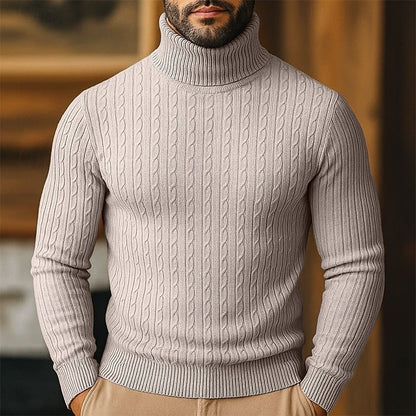 Men's Cable Knit Turtleneck Sweater - Harren Cole