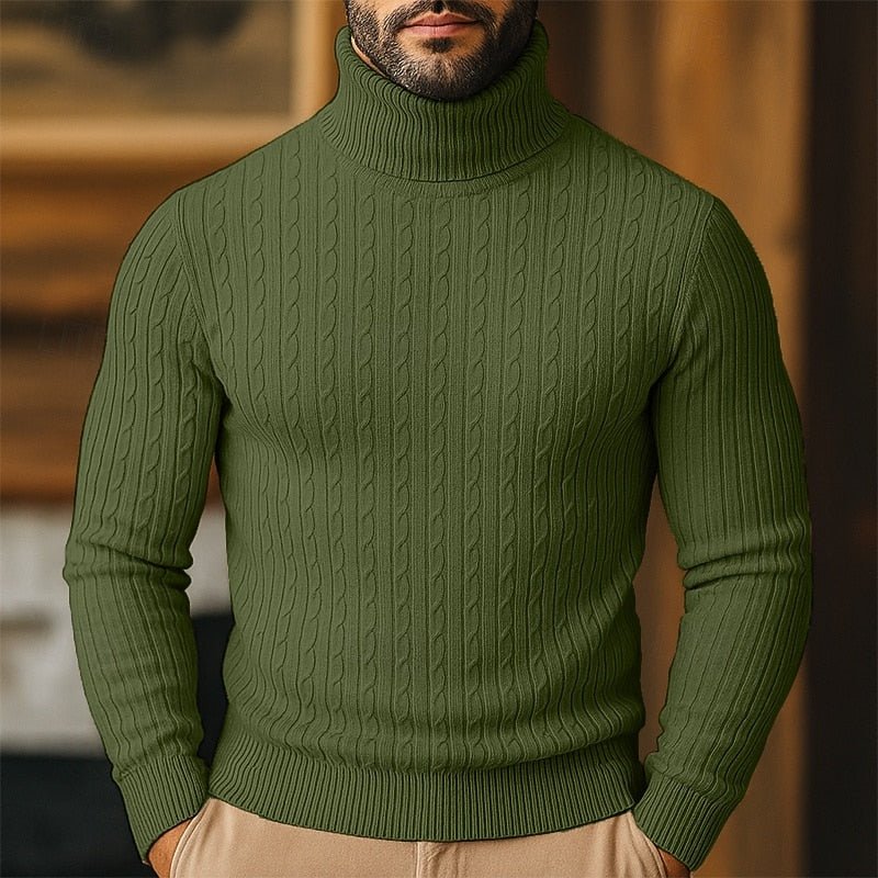 Men's Cable Knit Turtleneck Sweater - Harren Cole