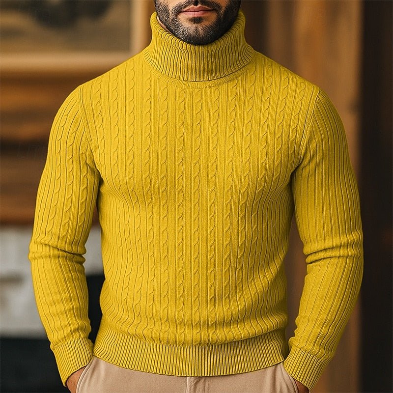 Men's Cable Knit Turtleneck Sweater - Harren Cole