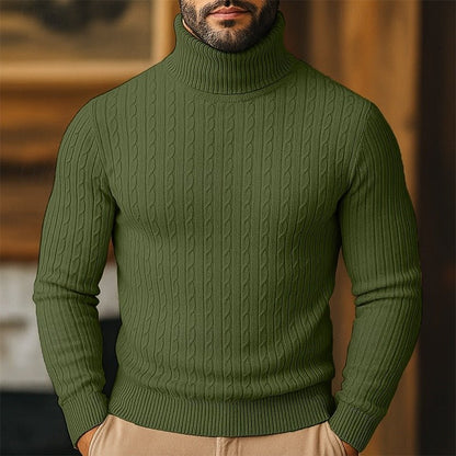 Men's Cable Knit Turtleneck Sweater - Harren Cole