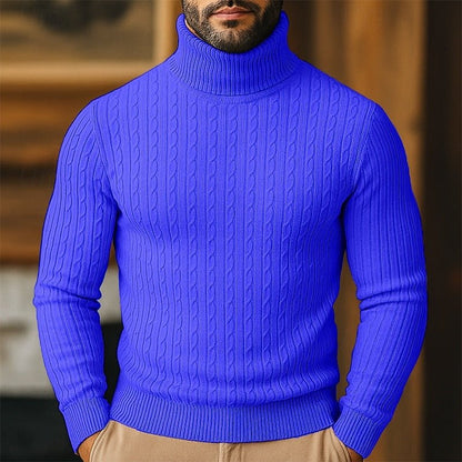 Men's Cable Knit Turtleneck Sweater - Harren Cole