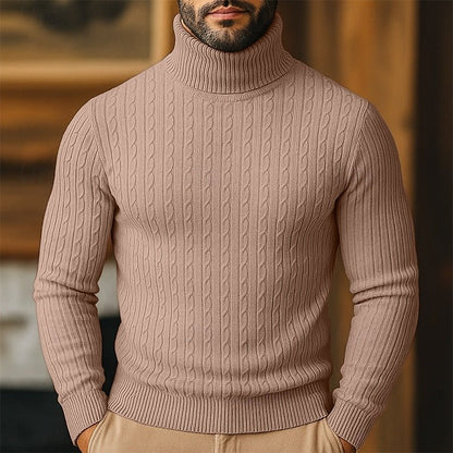 Men's Cable Knit Turtleneck Sweater - Harren Cole
