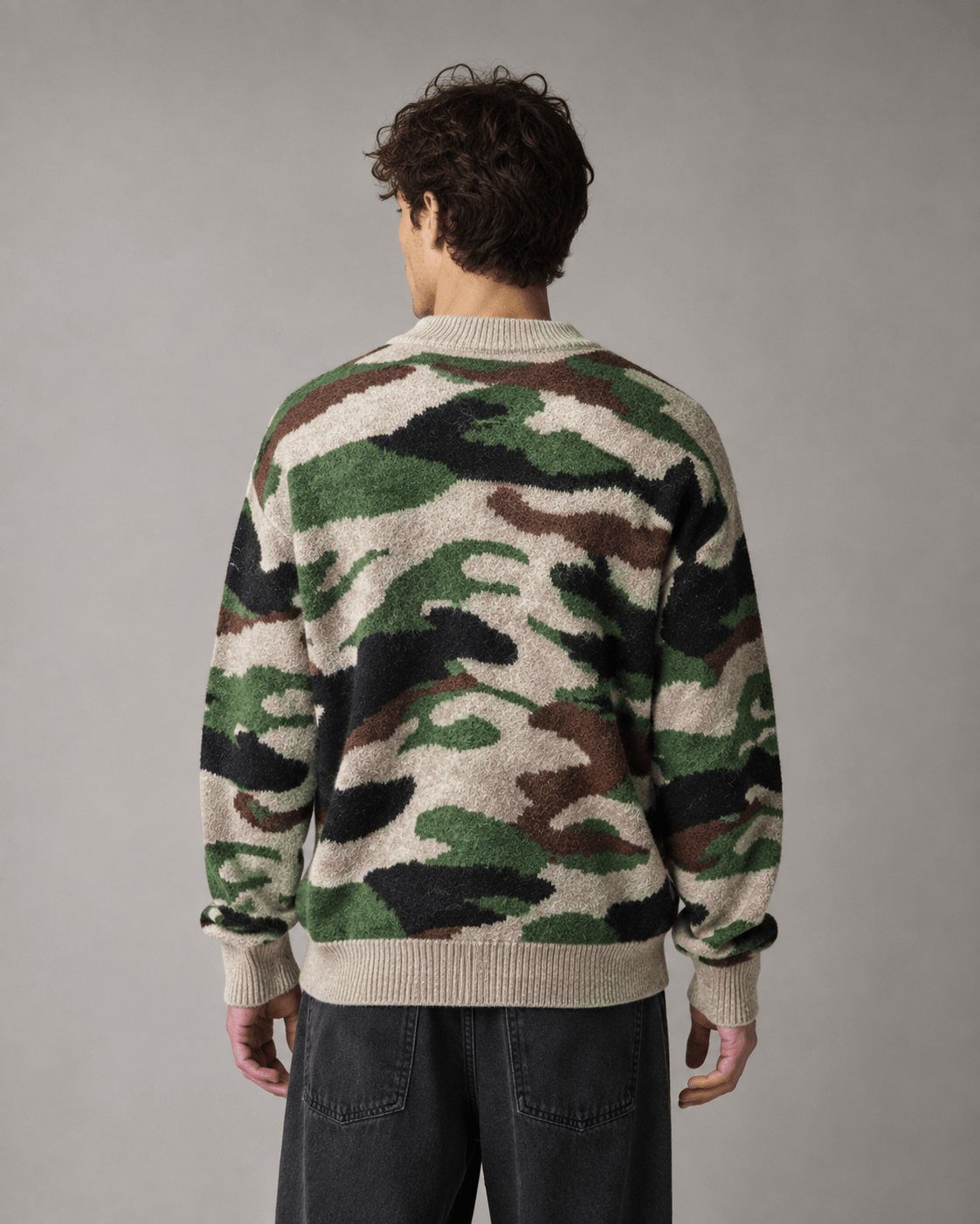 Men's Camo Knit Crew Neck Sweater Relaxed Fit - Harren Cole