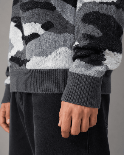 Men's Camo Knit Crew Neck Sweater Relaxed Fit - Harren Cole