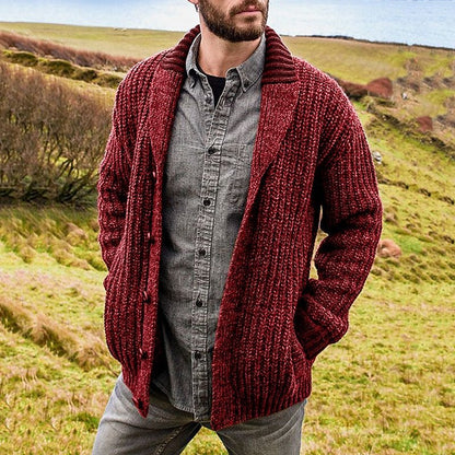 Men's Chunky Knit Shawl Collar Cardigan - Harren Cole