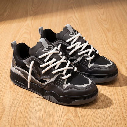 Men's Chunky Low Top Lace Up Sneakers White Gray - Harren Cole