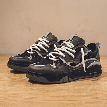 Men's Chunky Low Top Lace Up Sneakers White Gray - Harren Cole