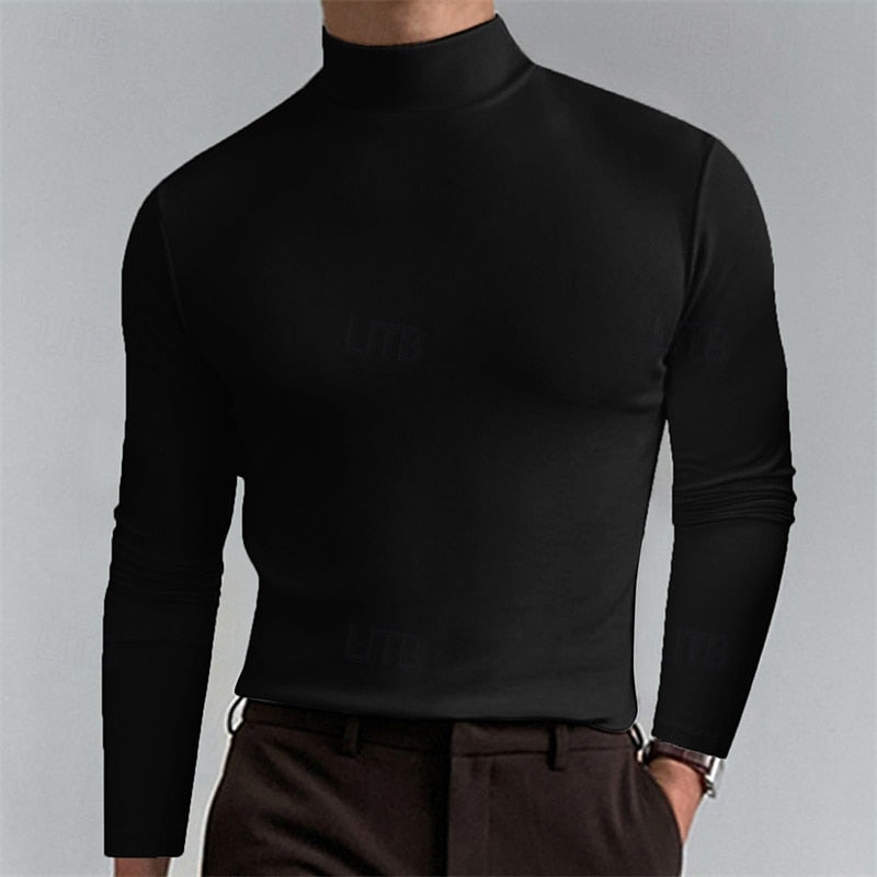 Men's Classic Turtleneck Long Sleeve Shirt - Harren Cole