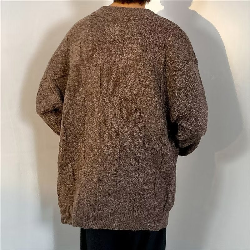 Men's Diamond Pattern Long Sleeve Sweater - Harren Cole