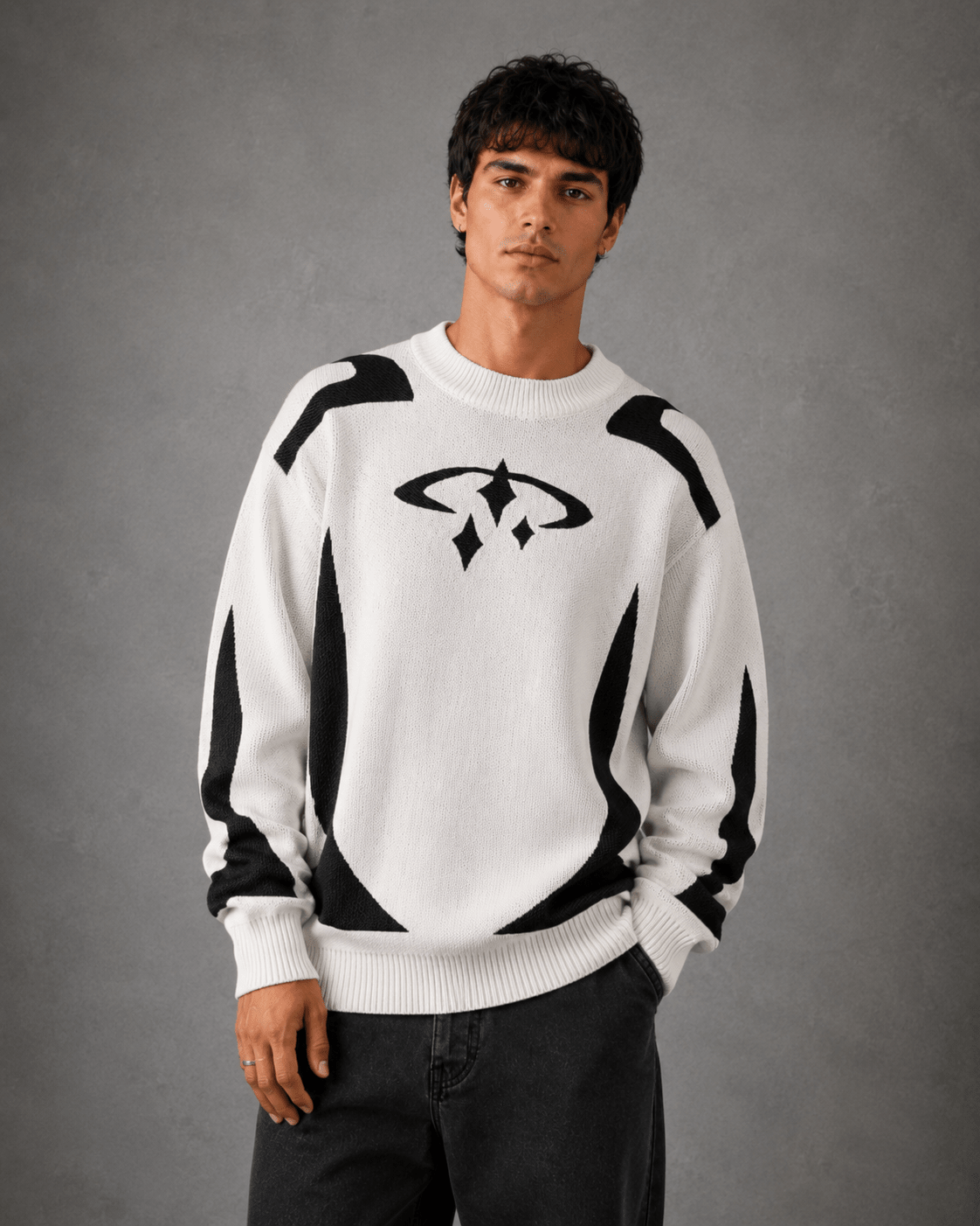 Men's Graphic Knit Crew Neck Sweater - Harren Cole
