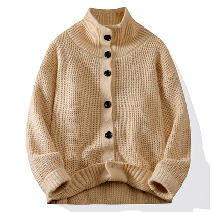 Men's High Collar Knit Cardigan Sweater - Harren Cole