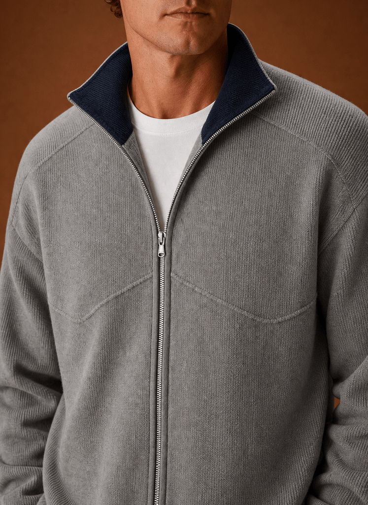 Men's Knit Full Zip Cardigan Jacket - Harren Cole