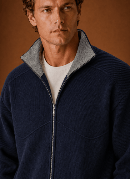 Men's Knit Full Zip Cardigan Jacket - Harren Cole