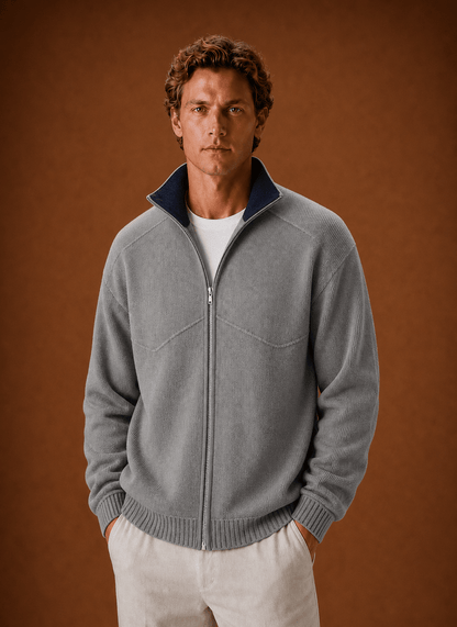 Men's Knit Full Zip Cardigan Jacket - Harren Cole